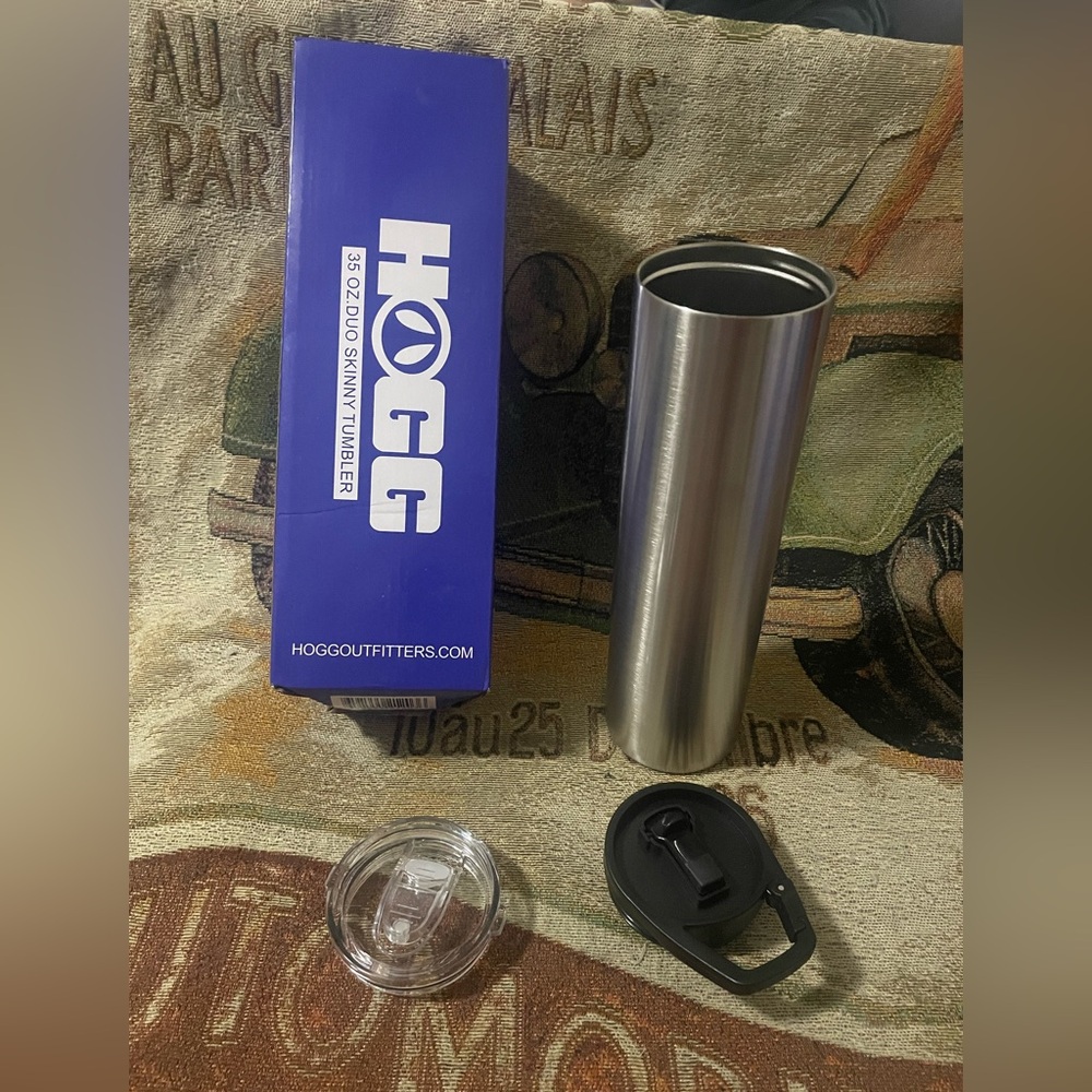 𝅺35oz HOGG OUTFITTERS Skinny Tumbler Stainless Steel w/ 2 Lids NEW in Box